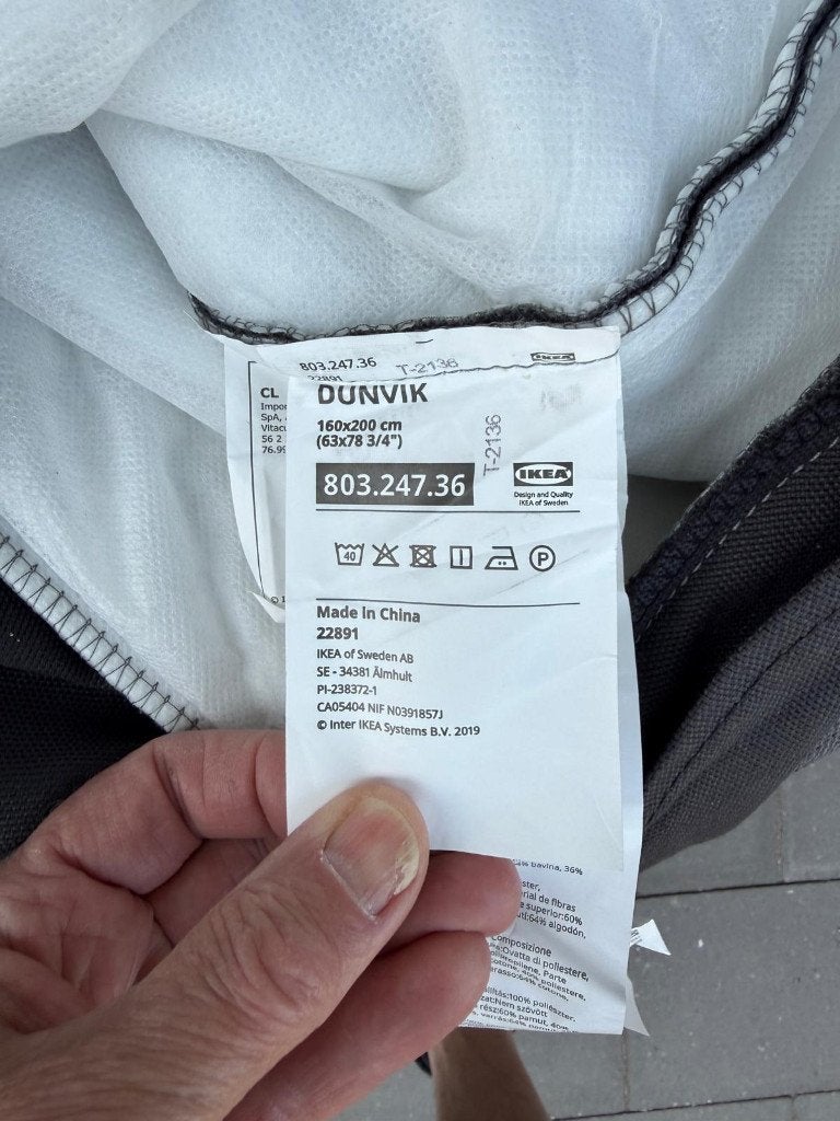 IKEA DUNVIK boxspringovertrek 160x200 cm (Donkergrijs), Tweepersoons, Ophalen of Verzenden, Zo goed als nieuw, 200 cm