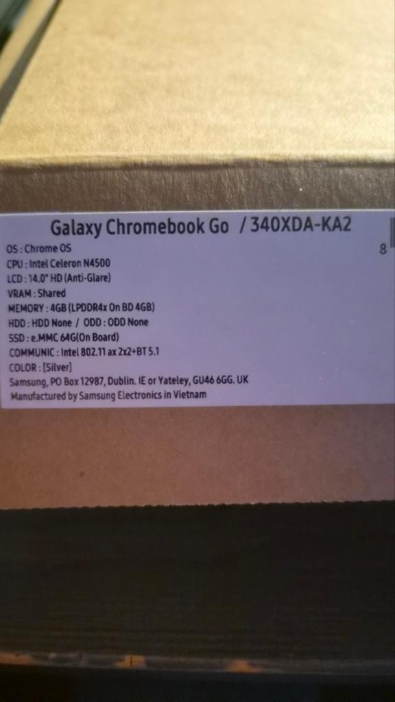 Samsung Galaxy Chromebook Go 14 Inch" 4GB RAM 64GB opslag, Computers en Software, Chromebooks, Nieuw, 14 inch, 4 GB of minder