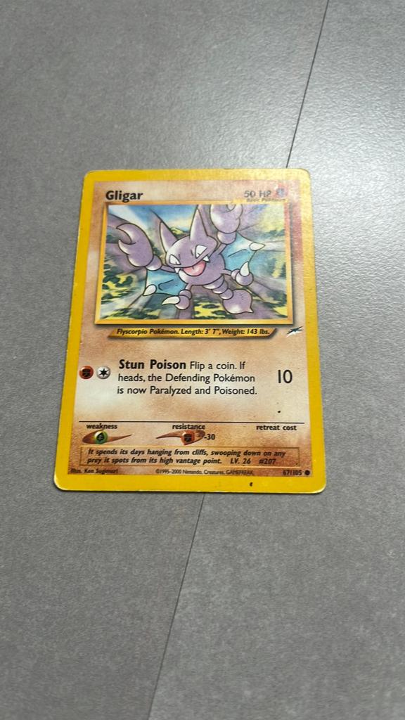 Pokémon Kaart Gligar (50 HP) - Oude Editie, Ophalen of Verzenden, Gebruikt, Losse kaart