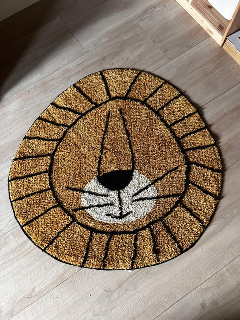 Tapis Petit Vloerkleed Leeuw - Kinderkamer, Bruin, 50 tot 100 cm, Rond, Zo goed als nieuw
