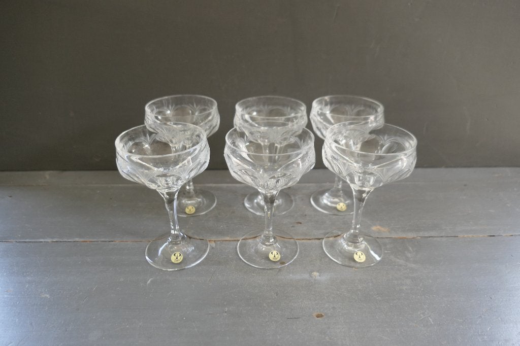 Vintage Peill Germany champagne coupe glas "Diana' 6 x, Ophalen of Verzenden, Zo goed als nieuw, Overige typen