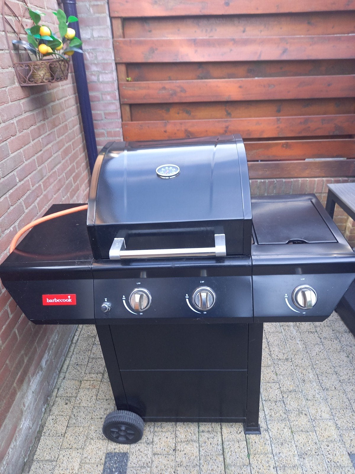 Barbecook gasbarbecue met zijbrander en hoes zgan, Ophalen, Gebruikt, Barbecook