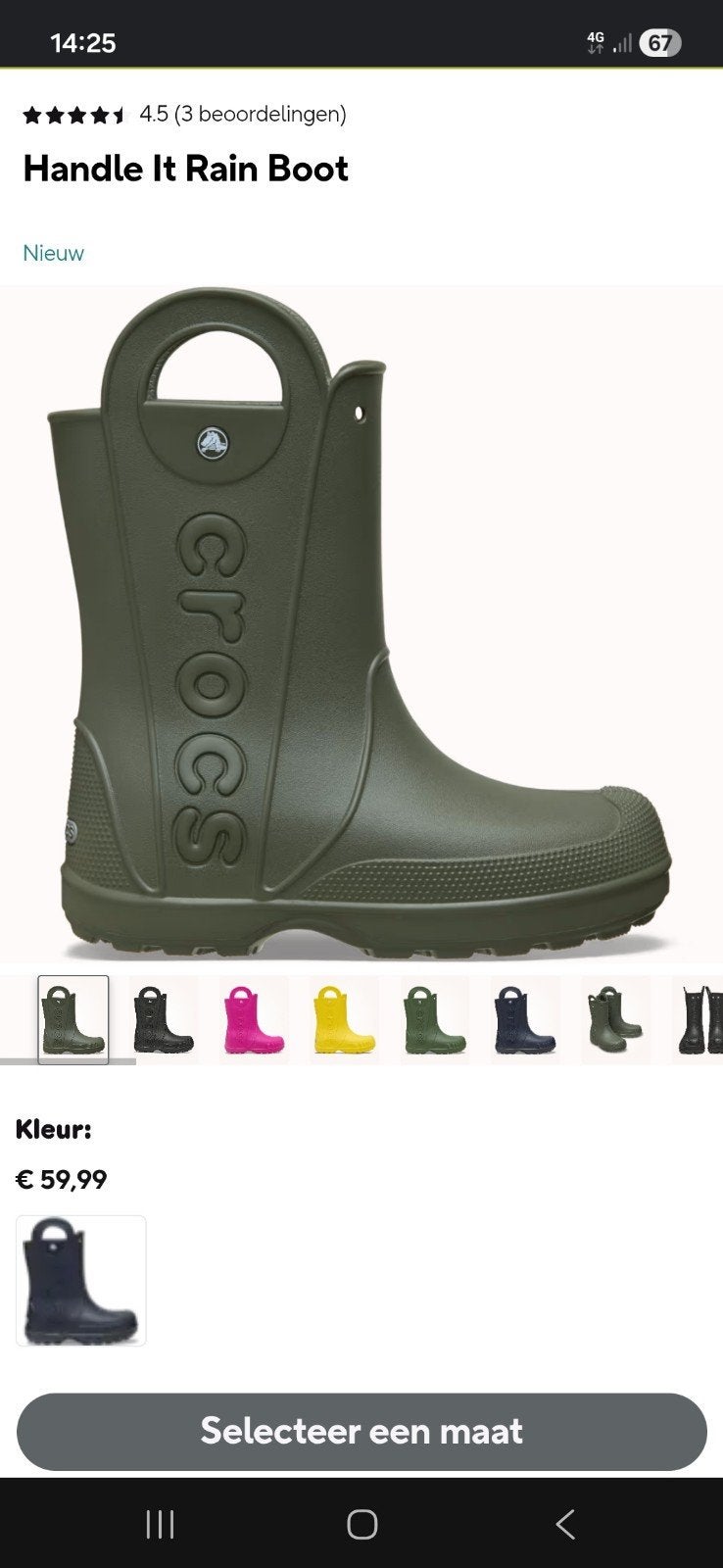 Crocs regen laarzen zwart 36, Zwart, Ophalen of Verzenden, Crocs, Regenlaarzen