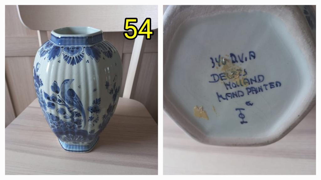 Delfts Blauwe vaas - Handbeschilderd - Opbrengst Roparun, Antiek en Kunst, Ophalen