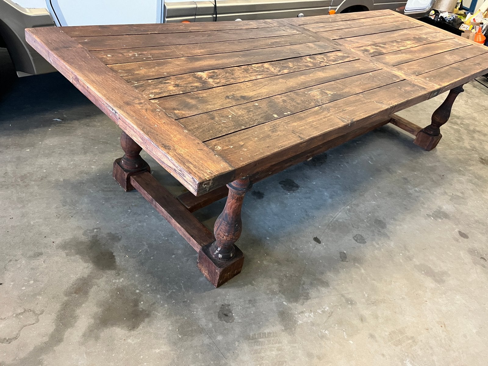 Oude Teak kloostertafel 300cm, Ophalen, Gebruikt, 100 tot 150 cm, Teakhout