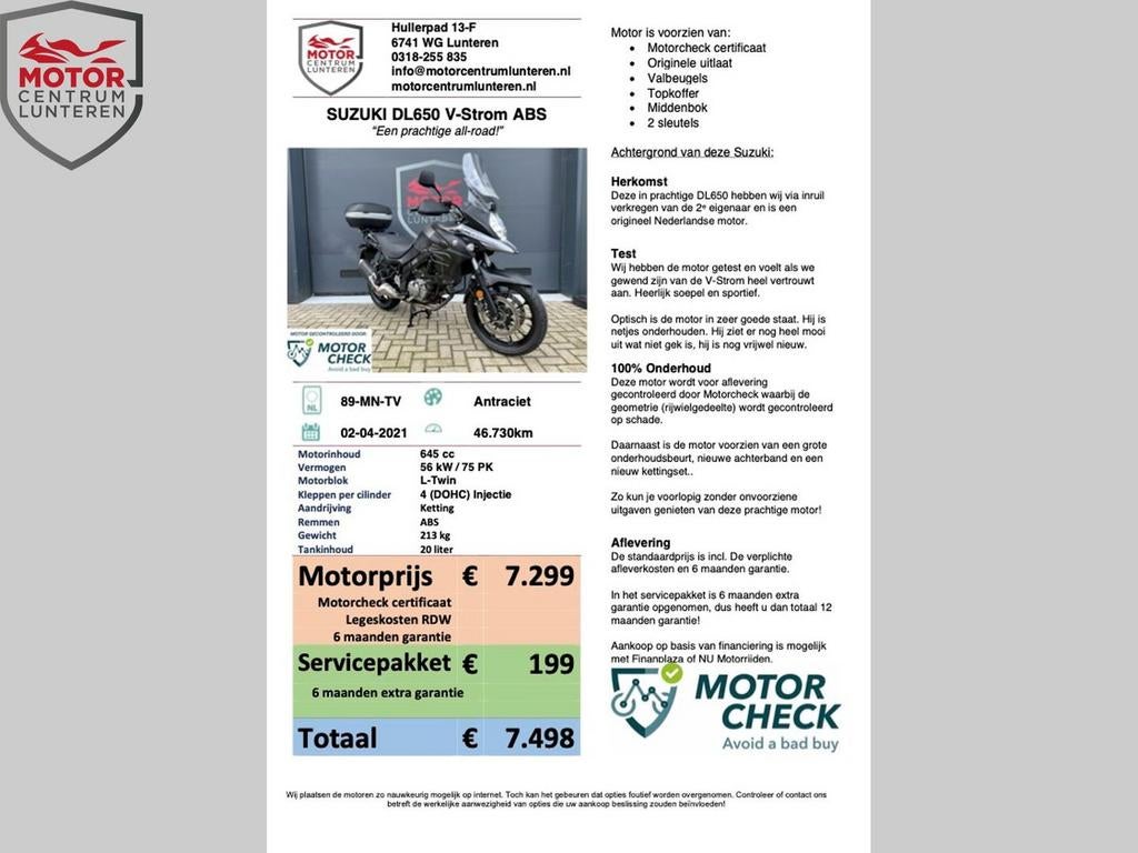 SUZUKI V-STROM DL650 complete en nette all-road!, Motorrijbewijs A, Bedrijf, Onbekend, Meer dan 35 kW