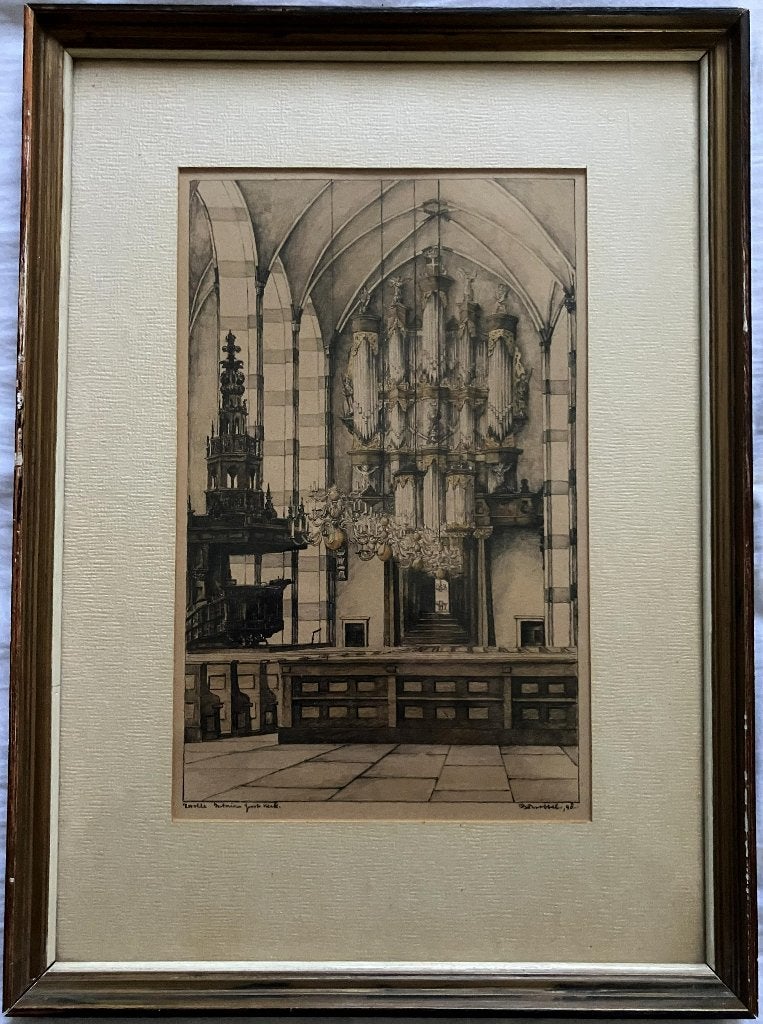 Ets Zwolle Bob BROBBEL (Vlaardingen 1907 - Amsterdam 1971), Verzenden, Ets, Ingelijst