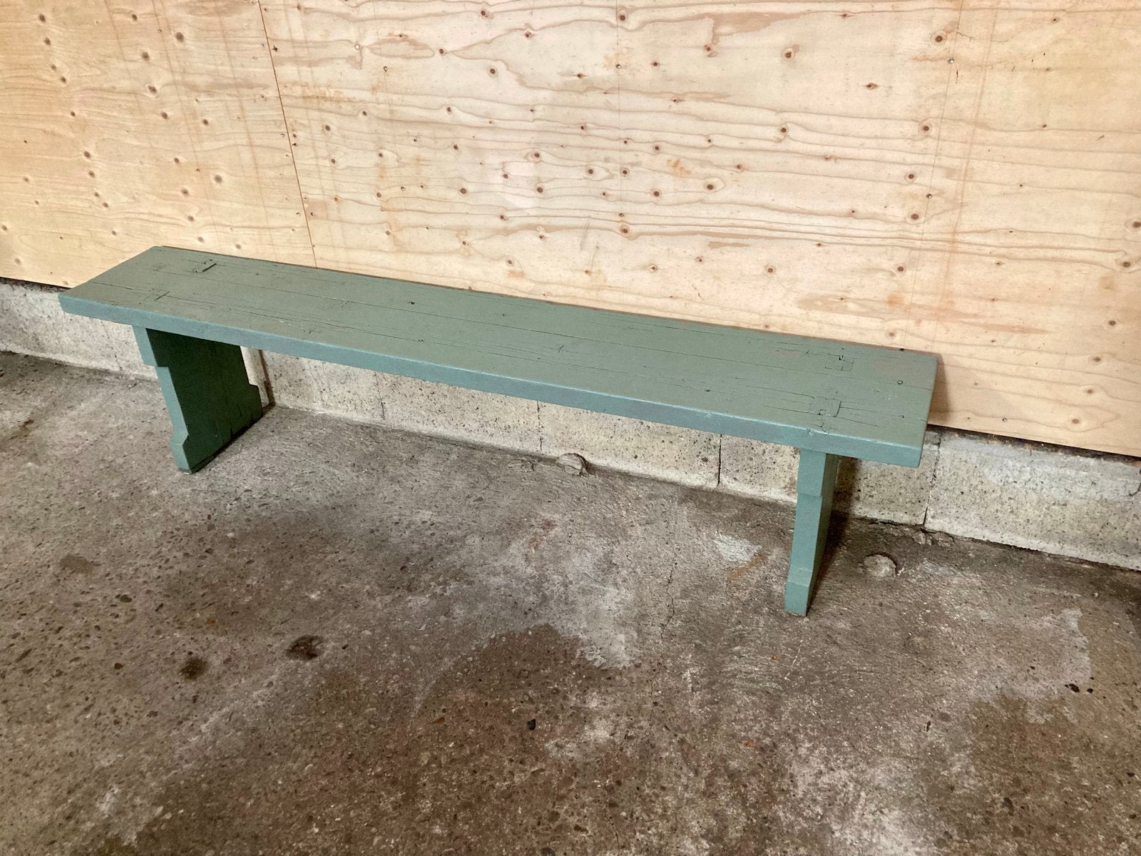 Vintage houten bankje, groen, Ophalen