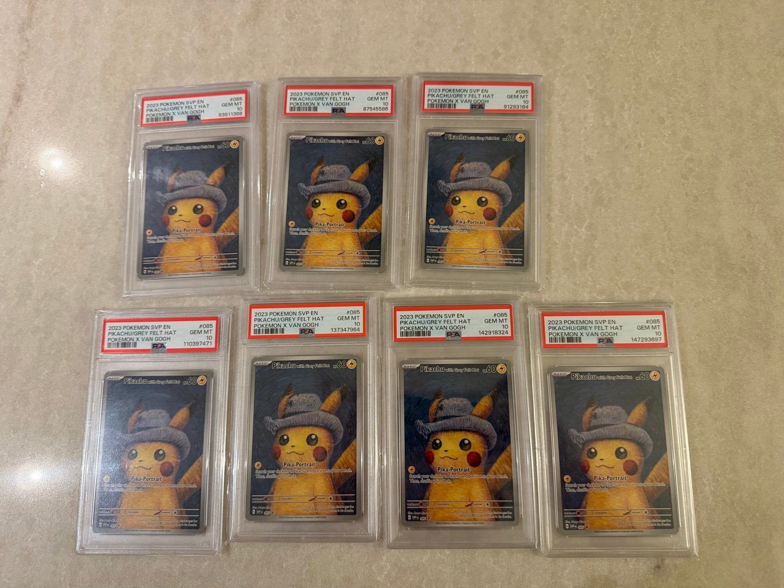 Pikachu with grey felt har Van Gogh PSA 10 Pokemon Kaart, Ophalen of Verzenden, Nieuw