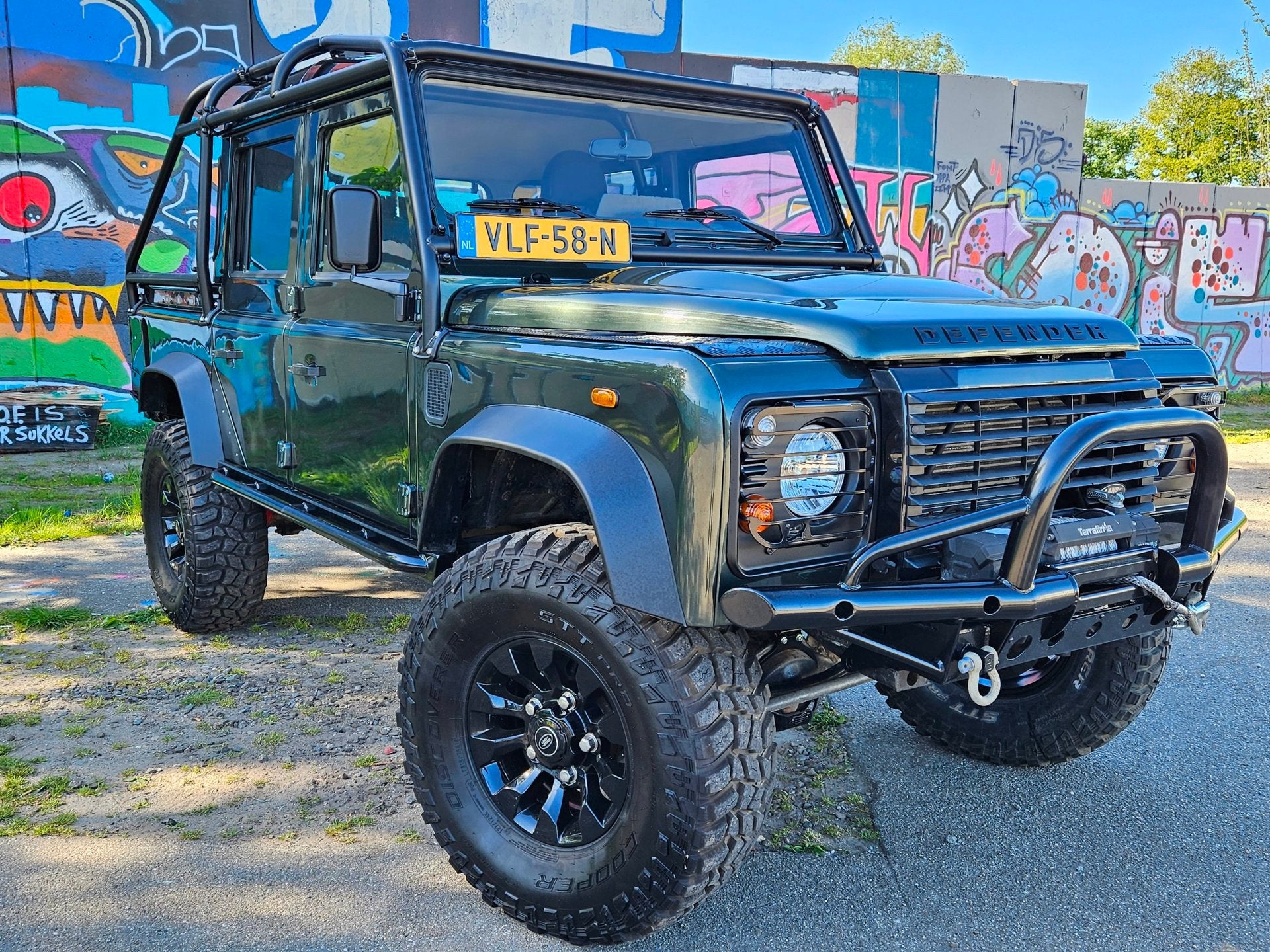 Land Rover Defender 110 Crew Cab 2.4 TD special edition, Auto's, Stof, Zwart, 4 cilinders, 122 pk