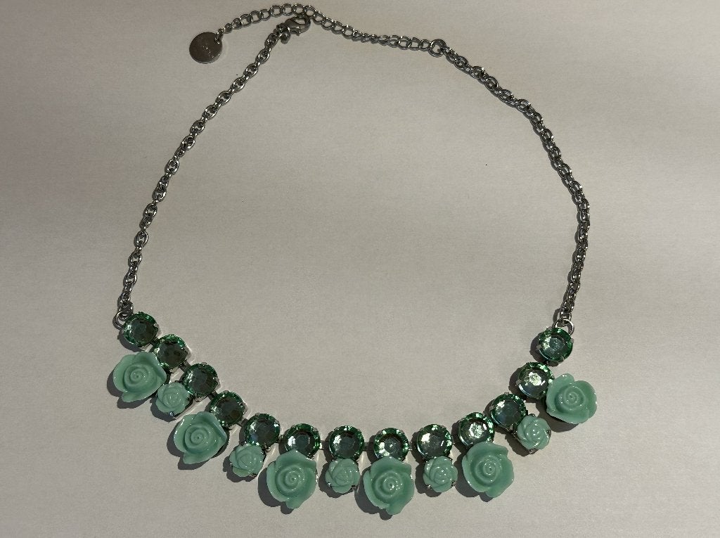 Ketting met oorbellen - mintgroen, Ophalen of Verzenden, Zo goed als nieuw, Groen, Overige materialen