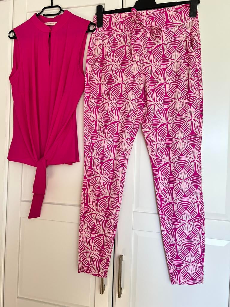 Studio anneloes knot blouse xl & stairdown broek M fuchsia, Ophalen of Verzenden