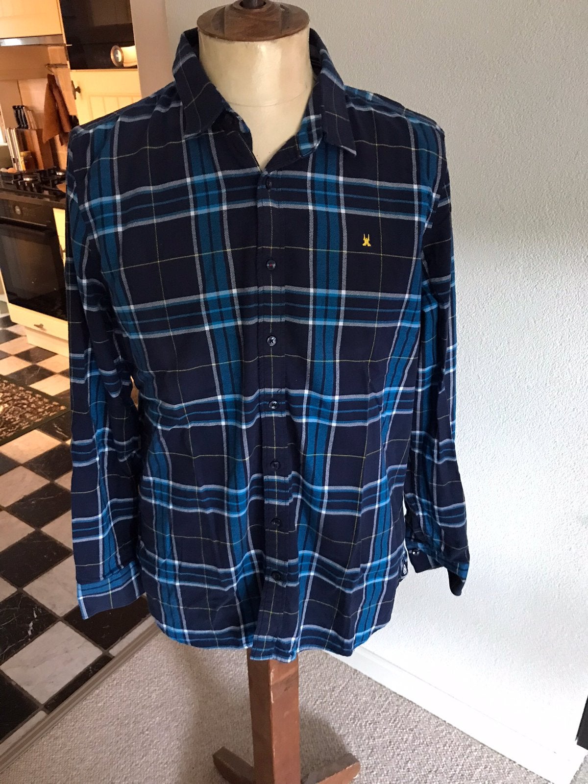 Mooie zgan flanel geruiten GAARSTRA overhemd blauwtinten, Kleding | Heren, Ophalen of Verzenden, Zo goed als nieuw, Overige kleuren