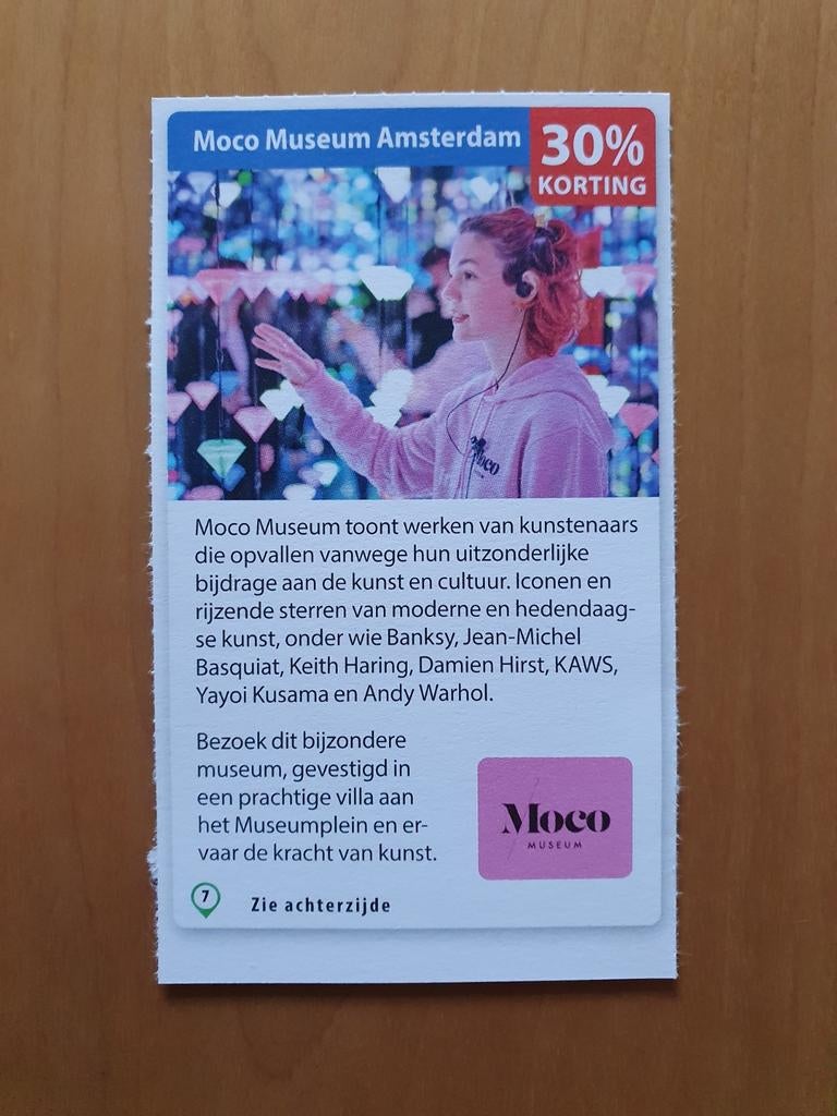 Moco Museum Amsterdam 30% korting, Tickets en Kaartjes, Musea, Drie personen of meer, Kortingskaart