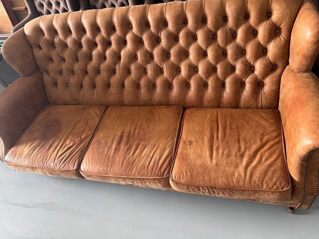 leren bank, Ophalen, Gebruikt, Driepersoons, 75 tot 100 cm