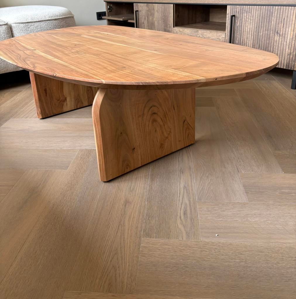 Salontafel Naturel Acaciahout 135cm, Ophalen, 100 tot 150 cm, Nieuw, 50 tot 100 cm