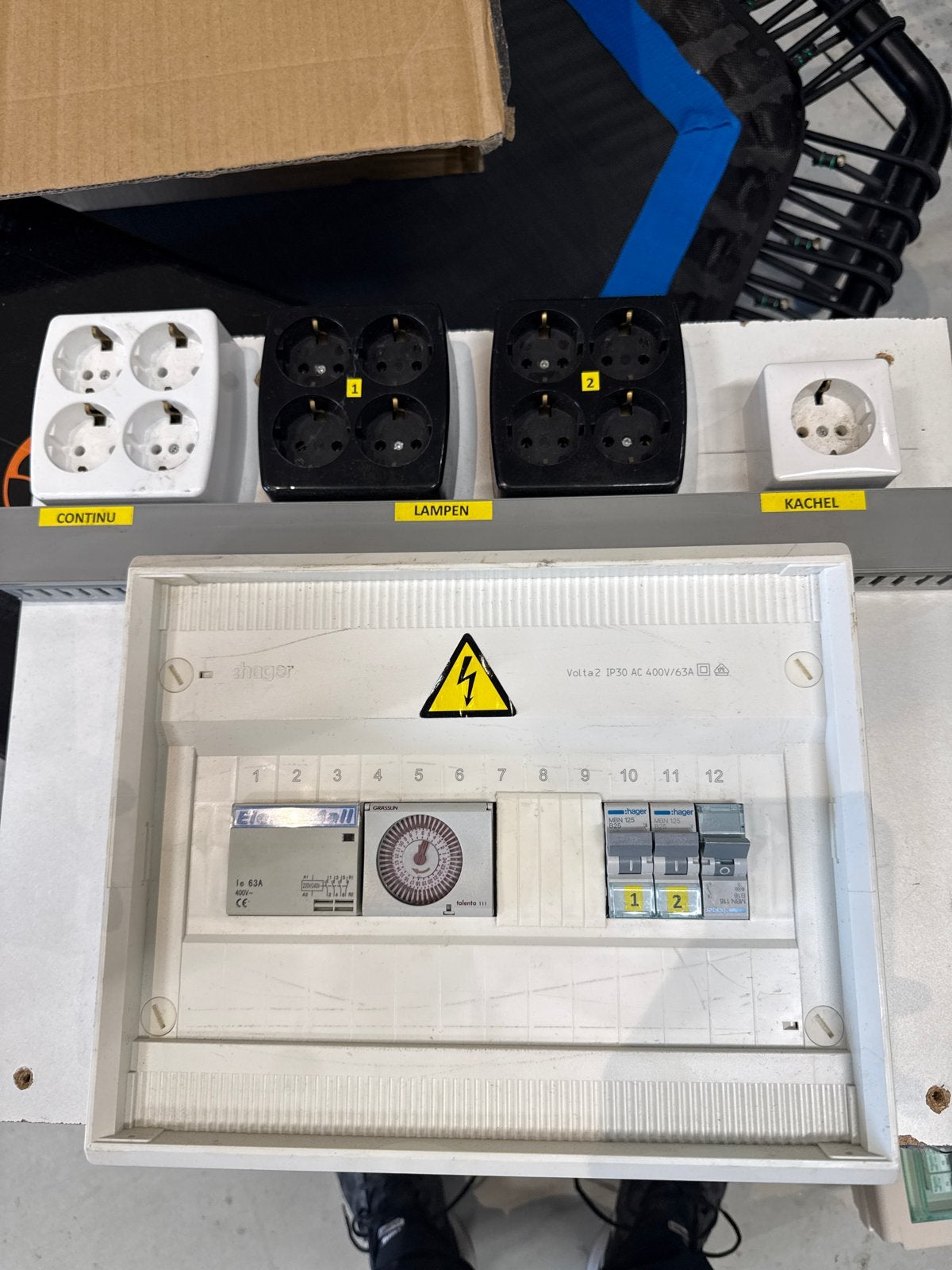 Hager Groepenkast met stopcontacten en schakelaars, Doe-het-zelf en Verbouw, Elektra en Kabels, Gebruikt, Groepenkast, Hager, Ophalen of Verzenden