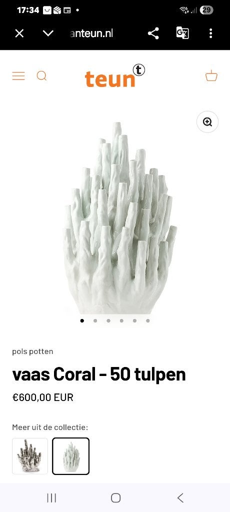 Pols Potten Coral Vaas - 50 tulpen - lego bloemen 60 cm hoog, 40 cm of meer, Binnen, Ophalen of Verzenden, Zo goed als nieuw