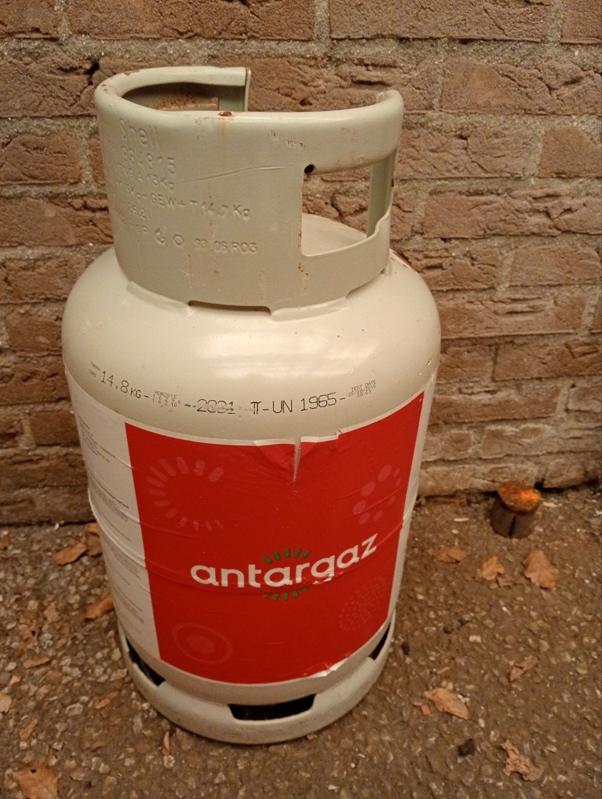 Lege Antargaz gasfles (14,8 kg), Ophalen, Gebruikt