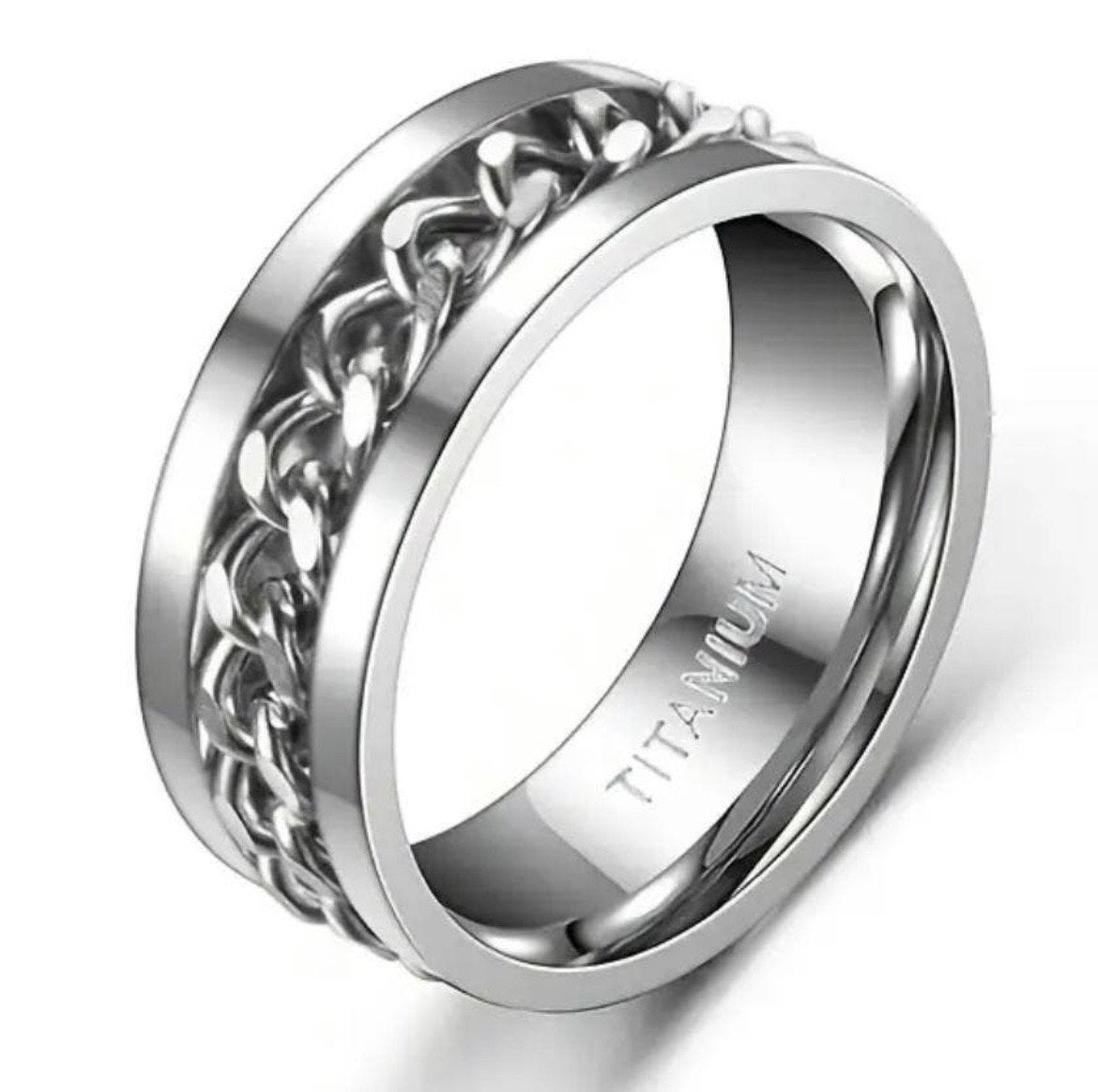 Nieuwe Titanium Spinner Ring Zilver Glans Maat 19, Overige materialen, 19 tot 20, Nieuw, Ophalen of Verzenden
