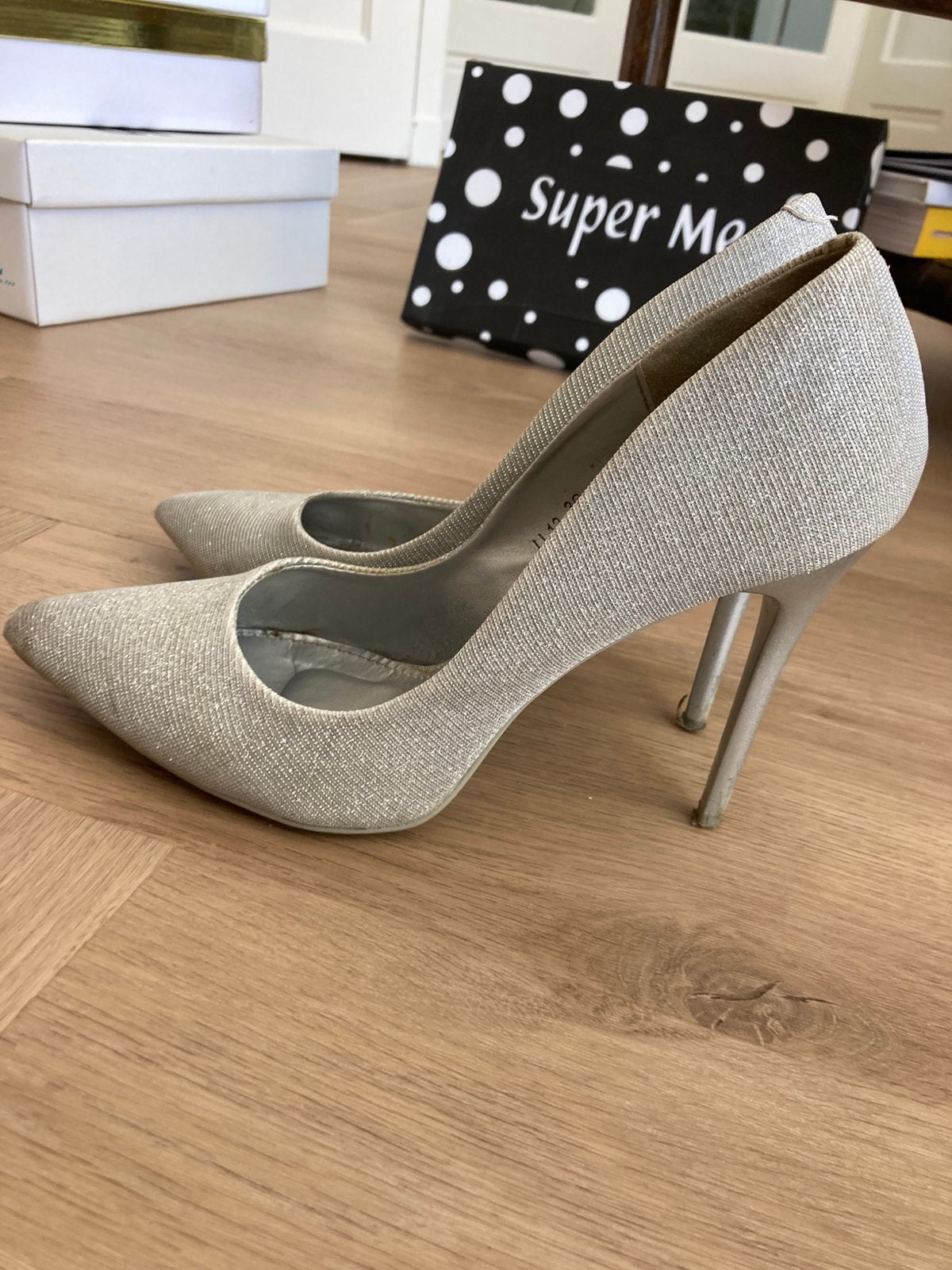 Zilver glitter pumps, maat 39, Ophalen, Zo goed als nieuw, Overige kleuren