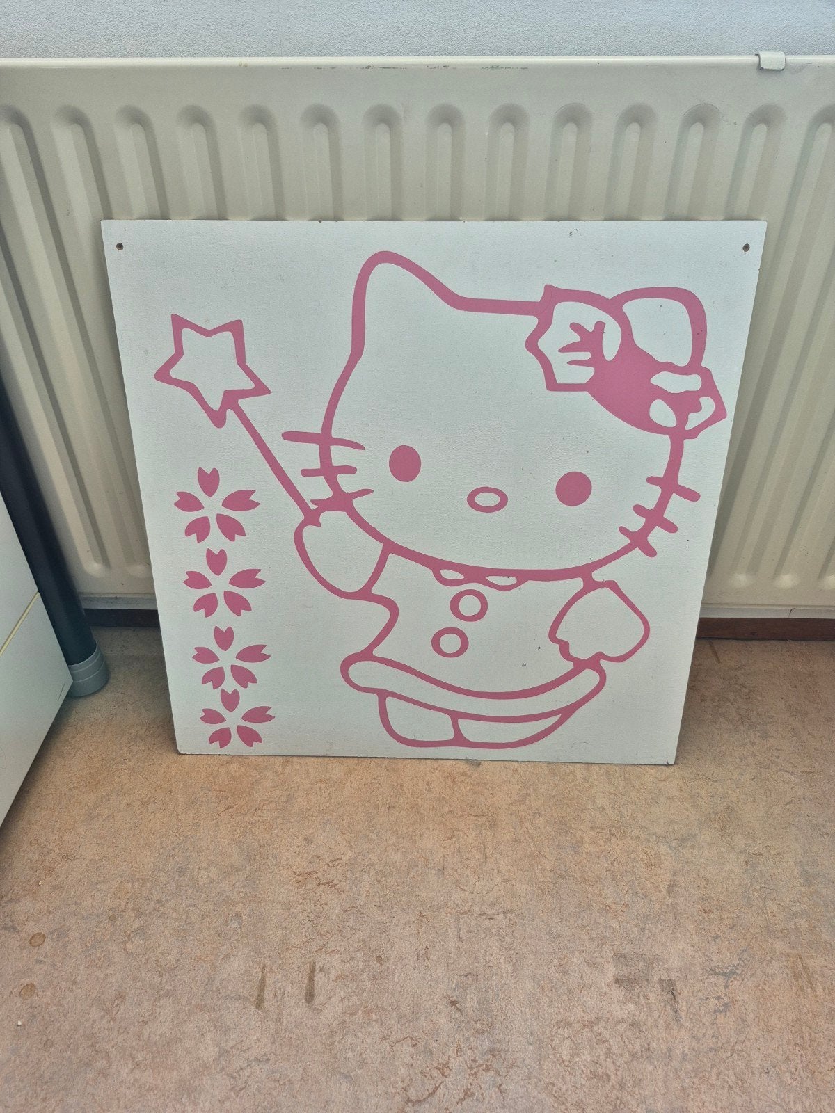 Hello Kitty decoratiebord - Roze en Wit, Huis en Inrichting, Ophalen, Gebruikt, Wit
