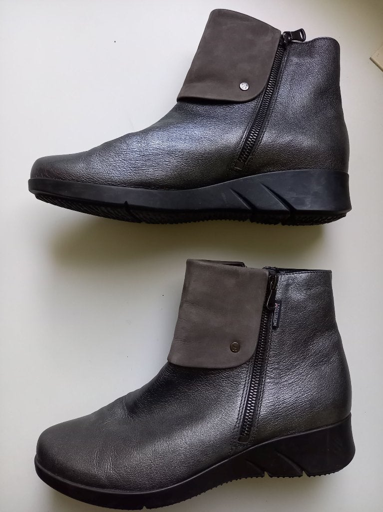 MEPHISTO mooi zilvergrijze leren enkel laarsjes, mt 6.5 40, Mephisto, Verzenden, Lage of Enkellaarzen, Zo goed als nieuw