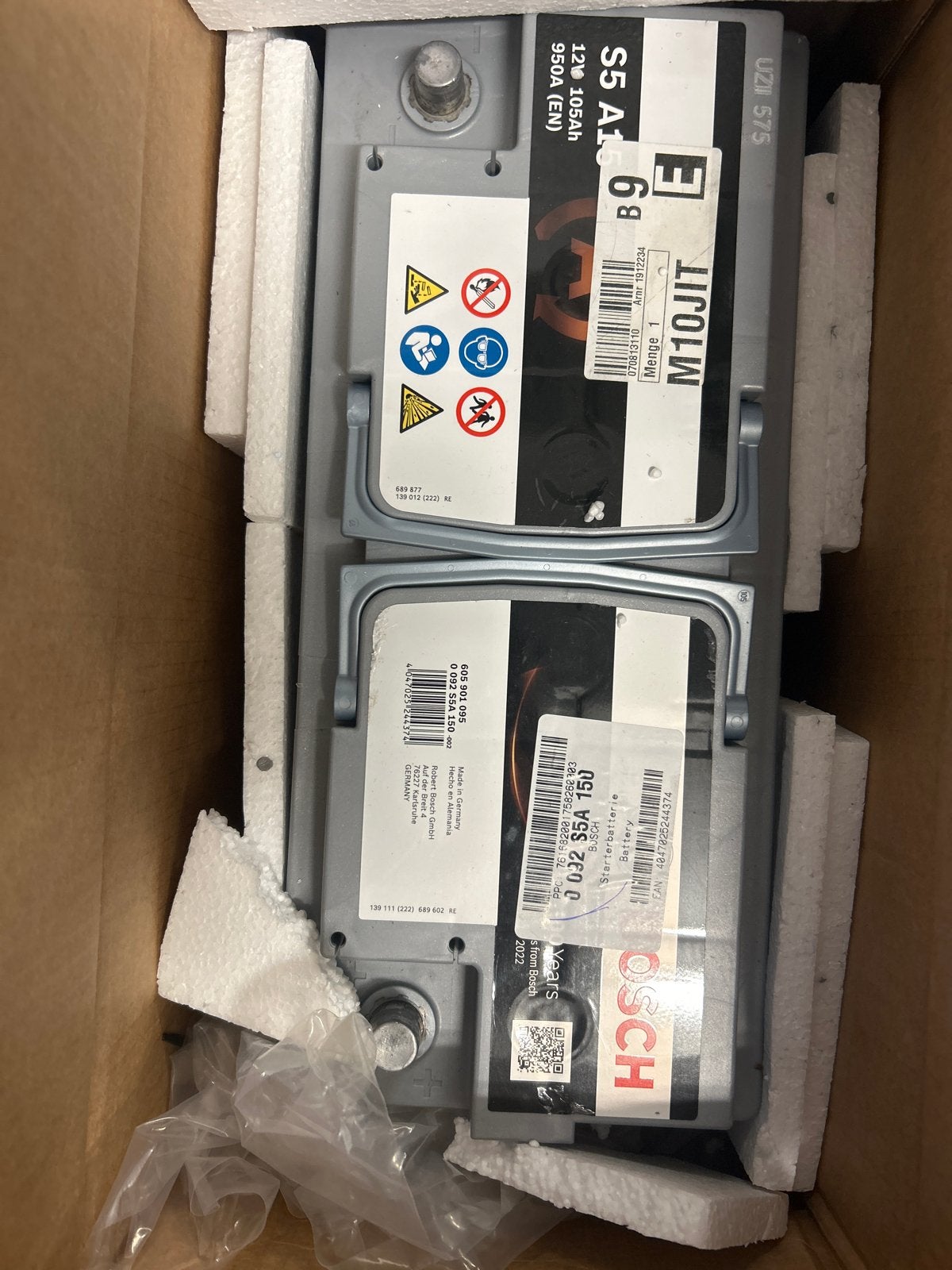 Nieuwe Bosch S5 A16 12V 105Ah 950A Startaccu, Nieuw, Universele onderdelen