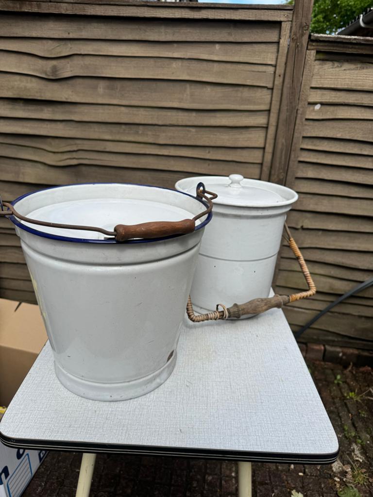 Vintage emaille emmers, Antiek en Kunst, Antiek | Emaille, Ophalen
