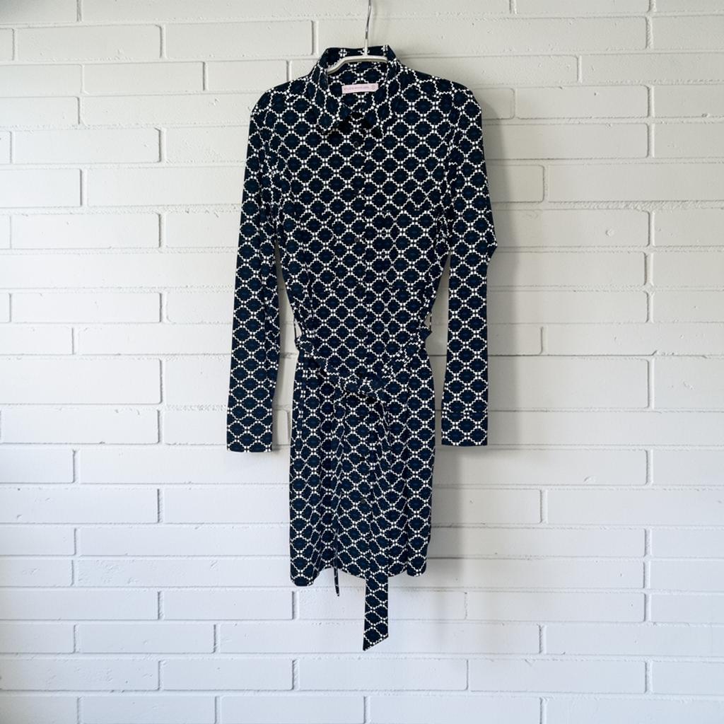 Studio Anneloes Jurk Maat M Donkerblauw Wit Retro Print Mini, Kleding | Dames, Maat 38/40 (M), Studio Anneloes, Sa, Zo goed als nieuw