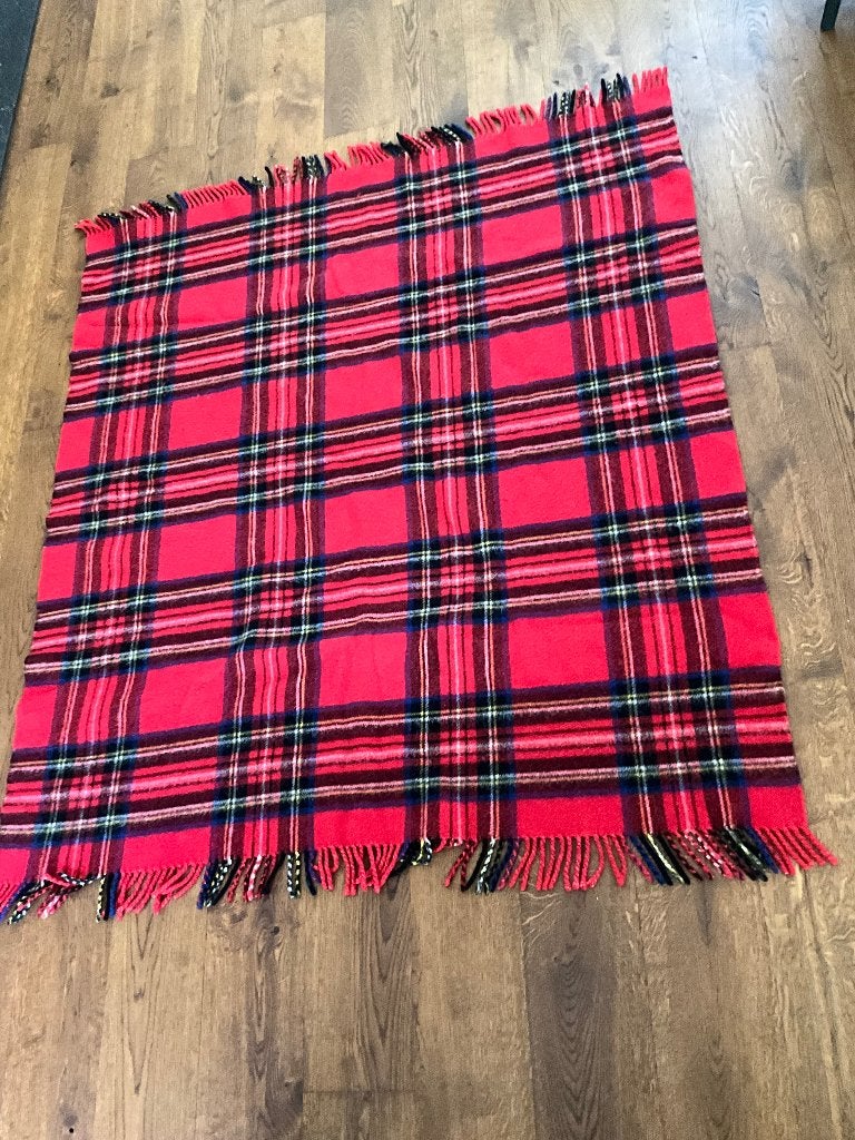 Wollen plaid Schotse ruit, 154 cm, Wol, Met franjes/kwastjes, Ophalen of Verzenden