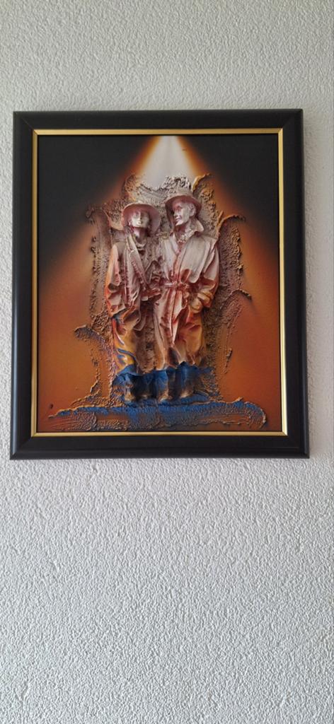 Uniek 3D reliëf schilderij met figuren, Ophalen