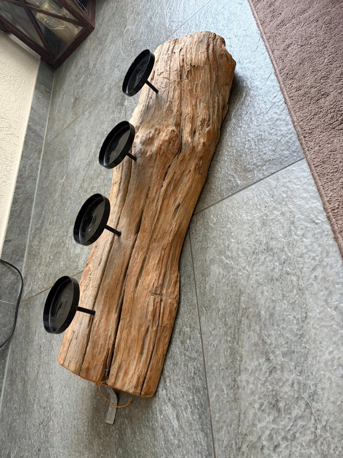Mooie kandelaar met hout, Ophalen, Zo goed als nieuw, Hout, Kandelaar