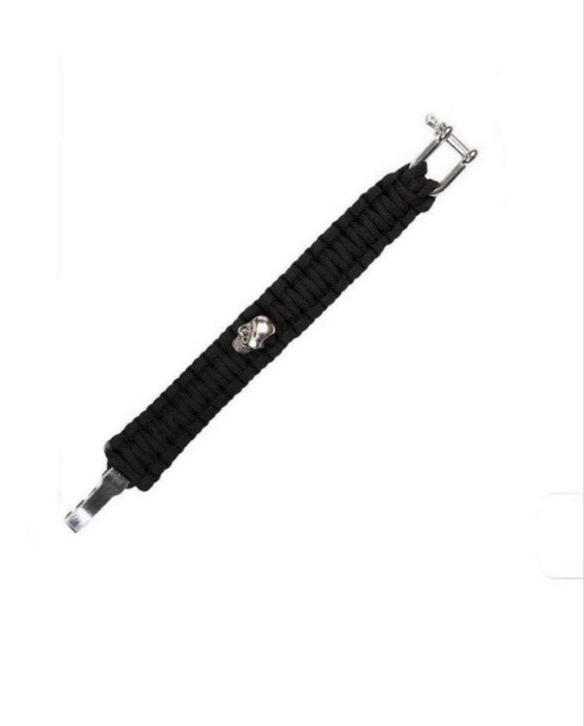 Stoere Zwarte Paracord Armband met Skull Kraal, Overige materialen, Zwart, Nieuw, Ophalen of Verzenden