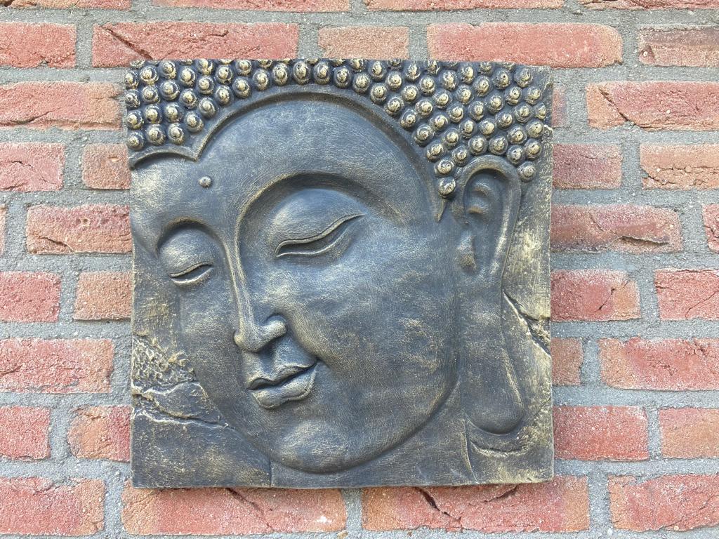 Nieuw Betonnen Wandplaat Boeddha, Tuin en Terras, Tuinbeelden, Ophalen, Nieuw, Beton, Boeddhabeeld