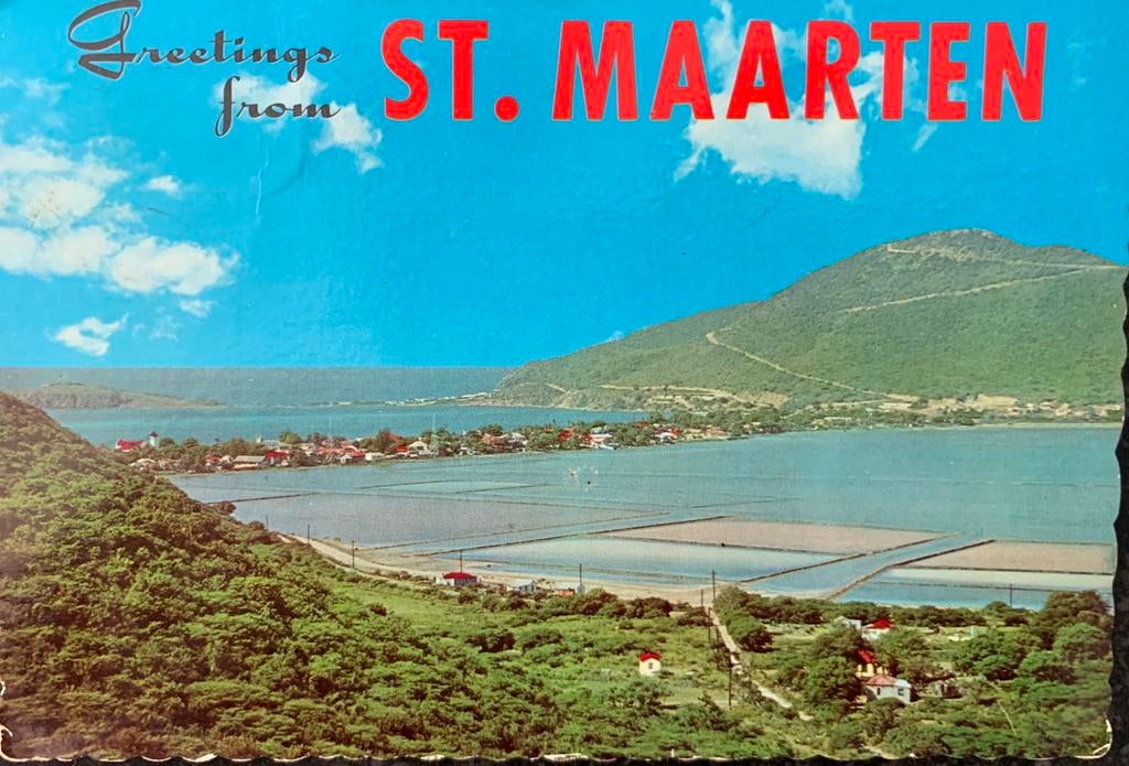 St. Maarten, Greetings from,, Ophalen of Verzenden, 1960 tot 1980, Gelopen, Buiten Europa