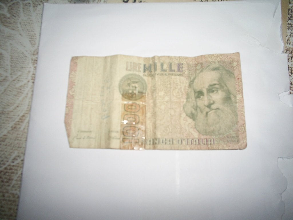 1000 Italiaanse Lire biljet met plakbandje, Ophalen of Verzenden, Italië, Los biljet