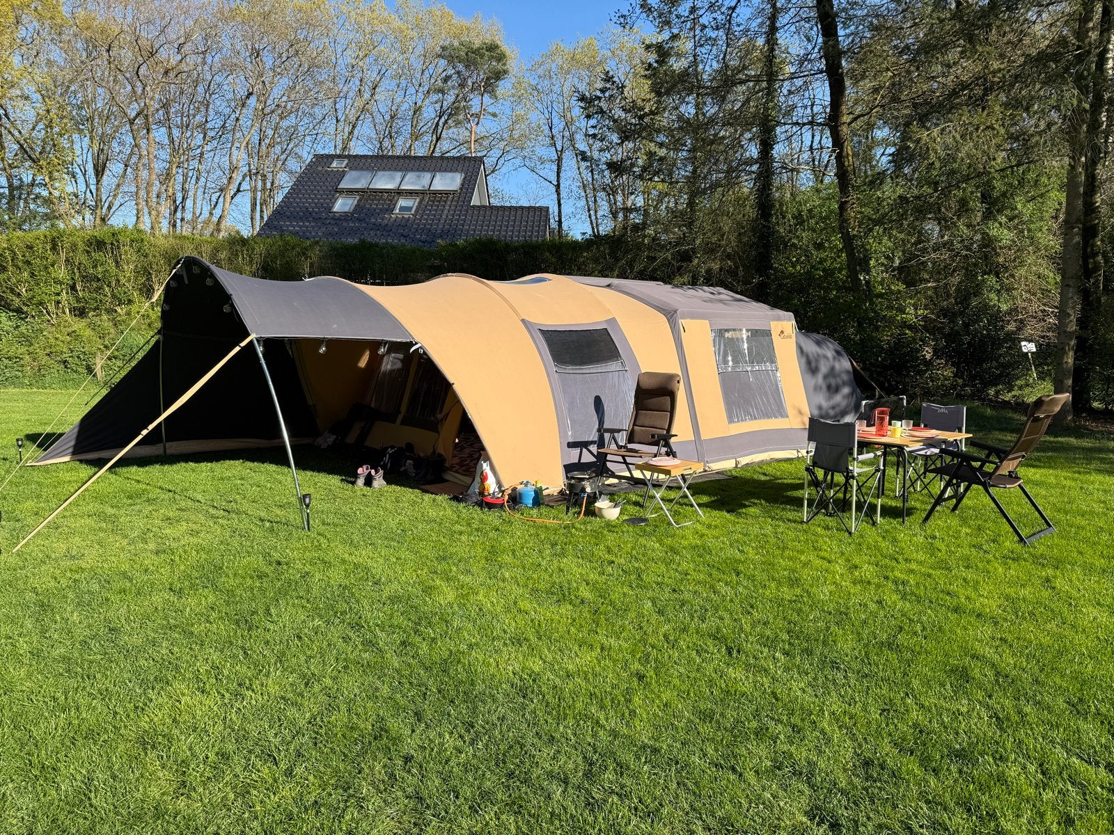 Cabanon Malawi 2.0 Deluxe (2023) – met XL achtertent, Caravans en Kamperen, Ophalen, Beige, Cabanon, Aanwezig