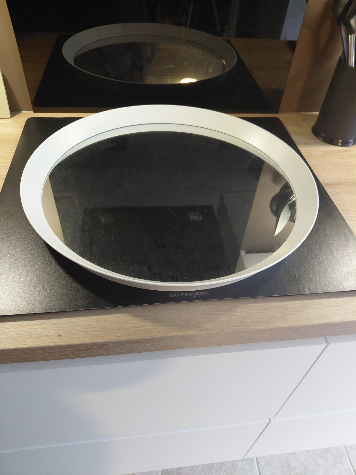 Witte ronde IKEA LANGESUND spiegel - 50 cm diameter, Ophalen, Rond, Zo goed als nieuw, Minder dan 100 cm