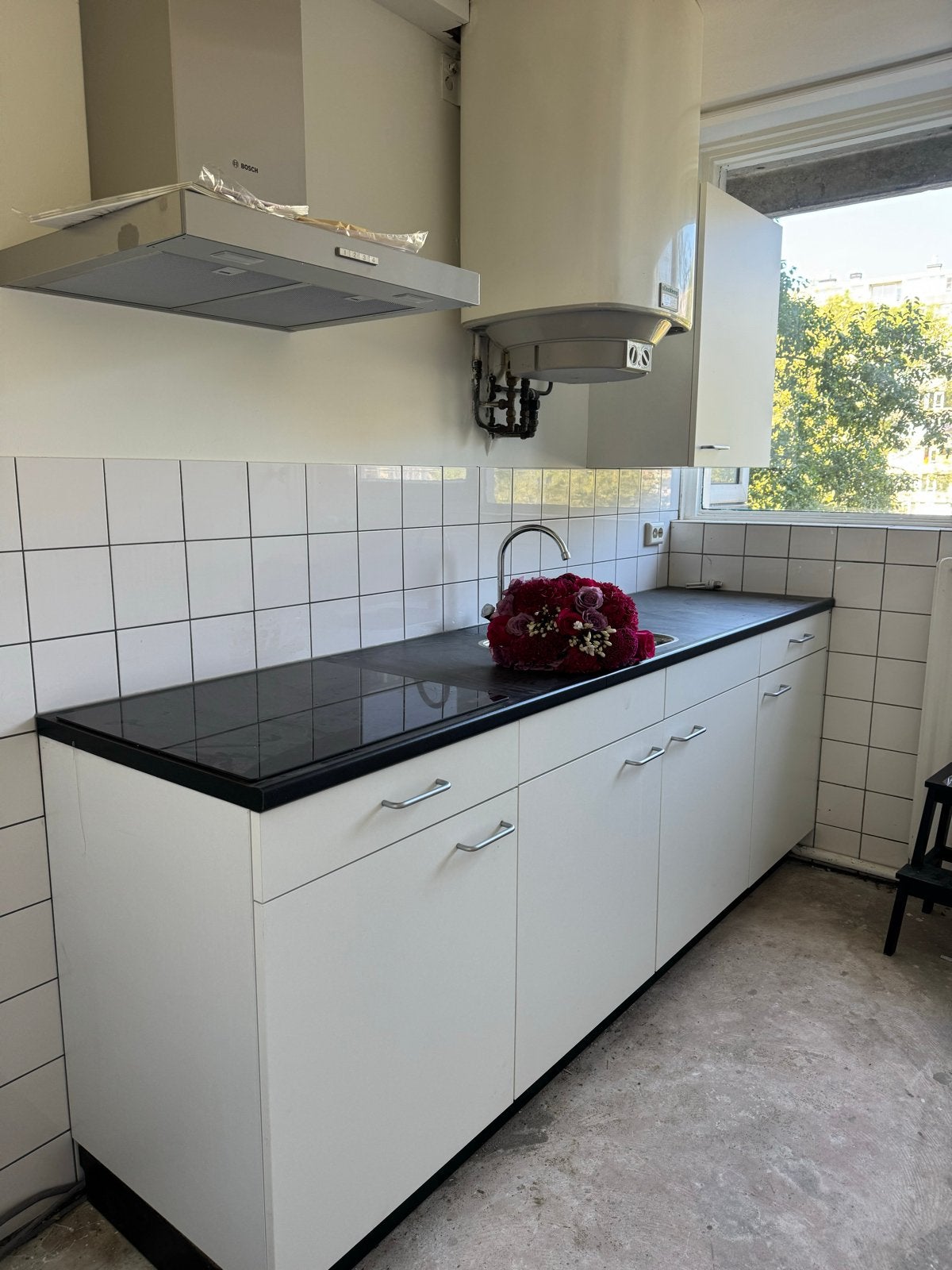 Bruynzeel volledige Keukenblok en bosch afzuigkap, Huis en Inrichting, Ophalen, Wit, Nieuw, Enkelwandige keuken