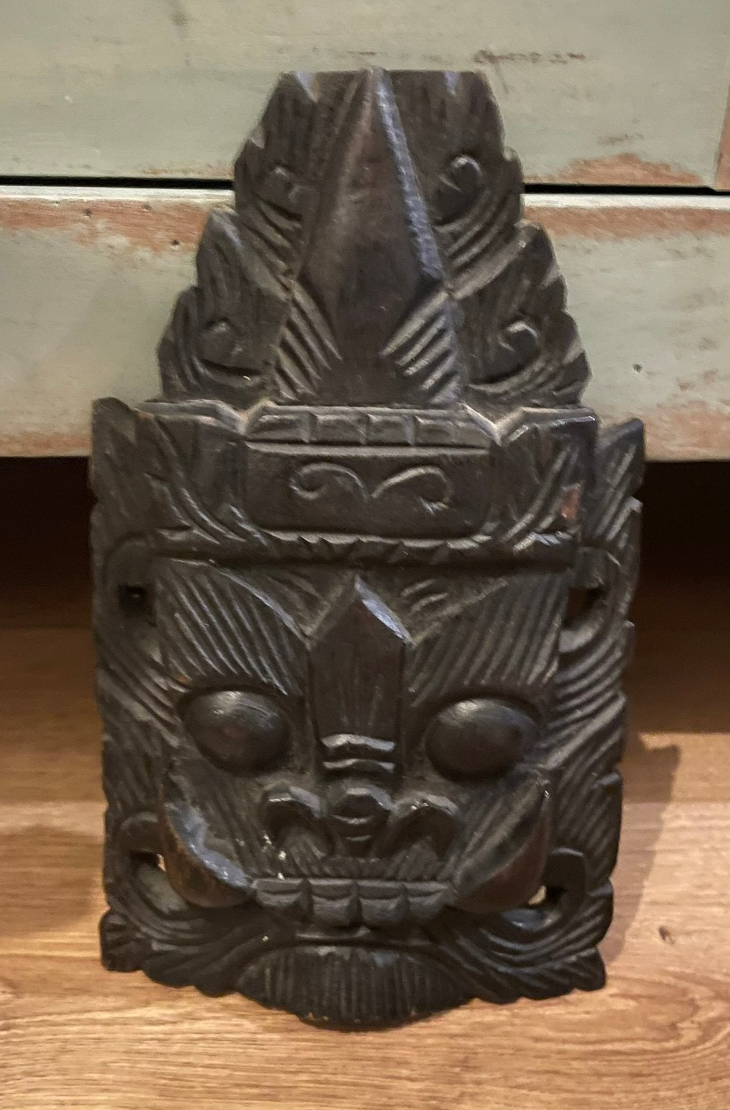 Masker hout houtsnijwerk Bali houten hanger, Antiek en Kunst, Verzenden
