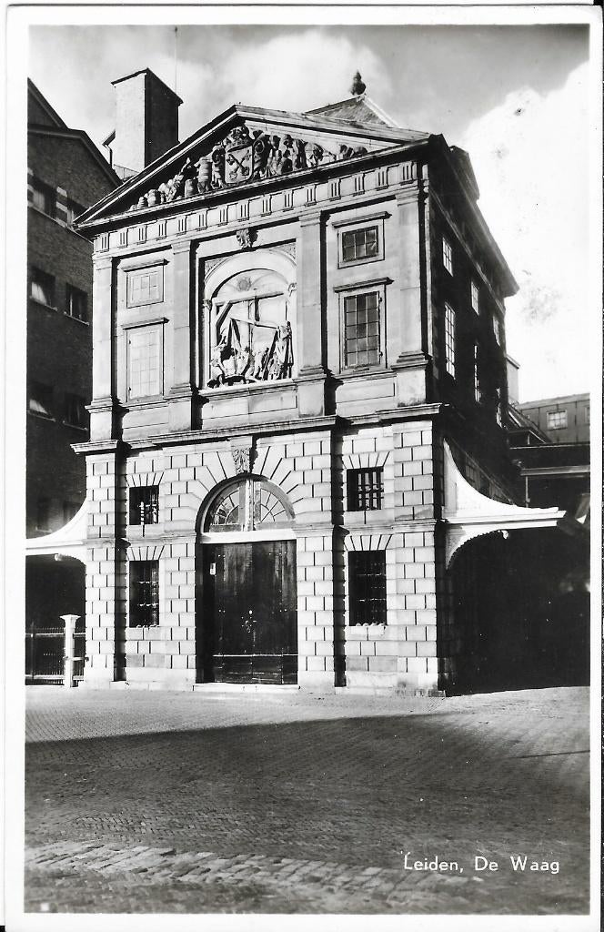 Leiden, De Waag, stadswapen, weegschaal, Verzenden, 1940 tot 1960, Gelopen, Zuid-Holland