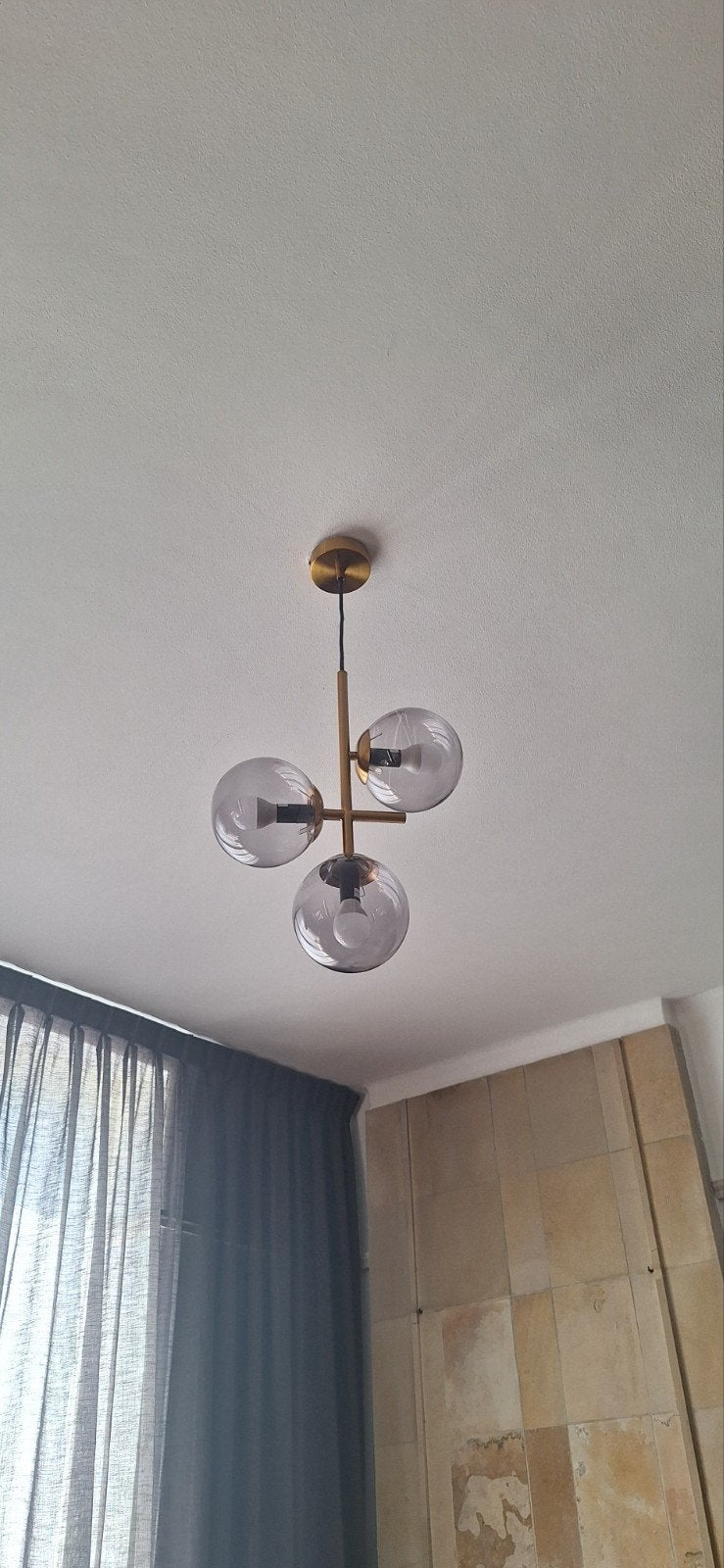 Hotel Chique messing hanglamp, Ophalen, Zo goed als nieuw, Glas