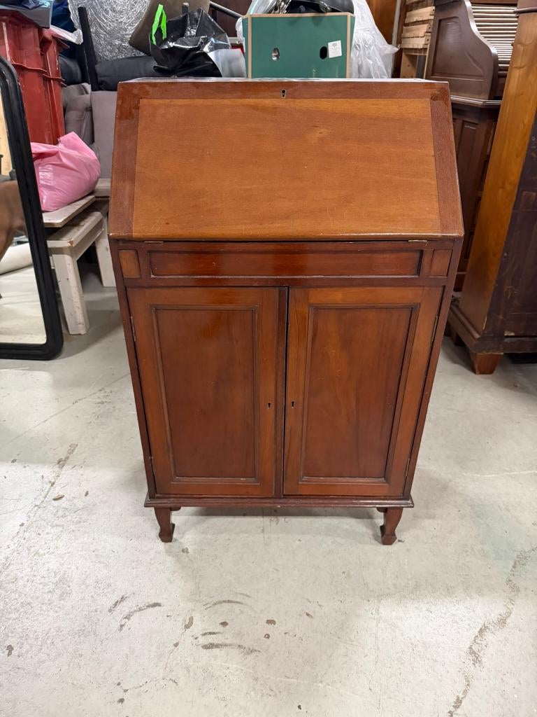 Antieke mahonie secretaire / klepbureau met kast - 19e eeuw, Ophalen