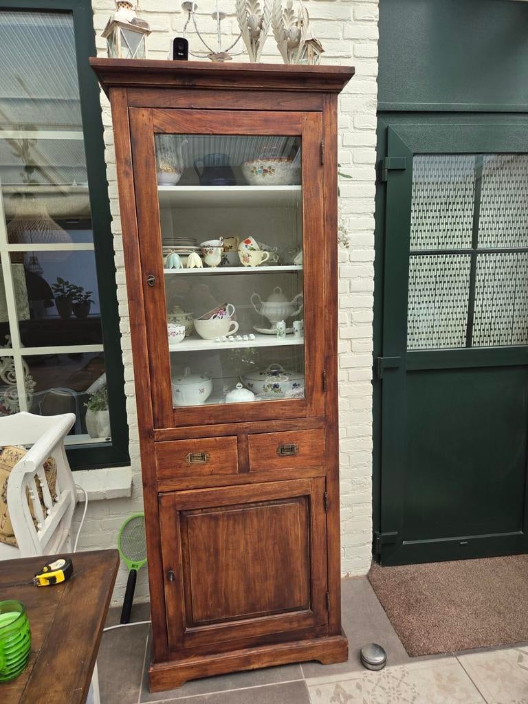 Mooie teakhouten kast - 210x70x47 cm, Huis en Inrichting, Kasten | Vitrinekasten, Met deur(en), 200 cm of meer, Teakhout, Ophalen of Verzenden