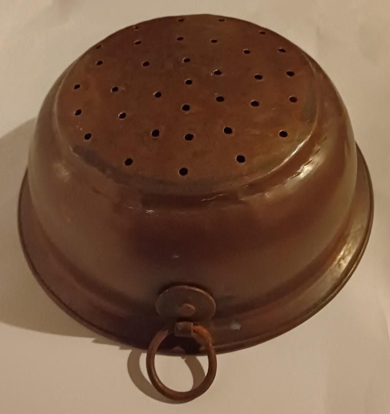 Antieke grote rood koperen vergiet/zeef, Ophalen of Verzenden, Koper