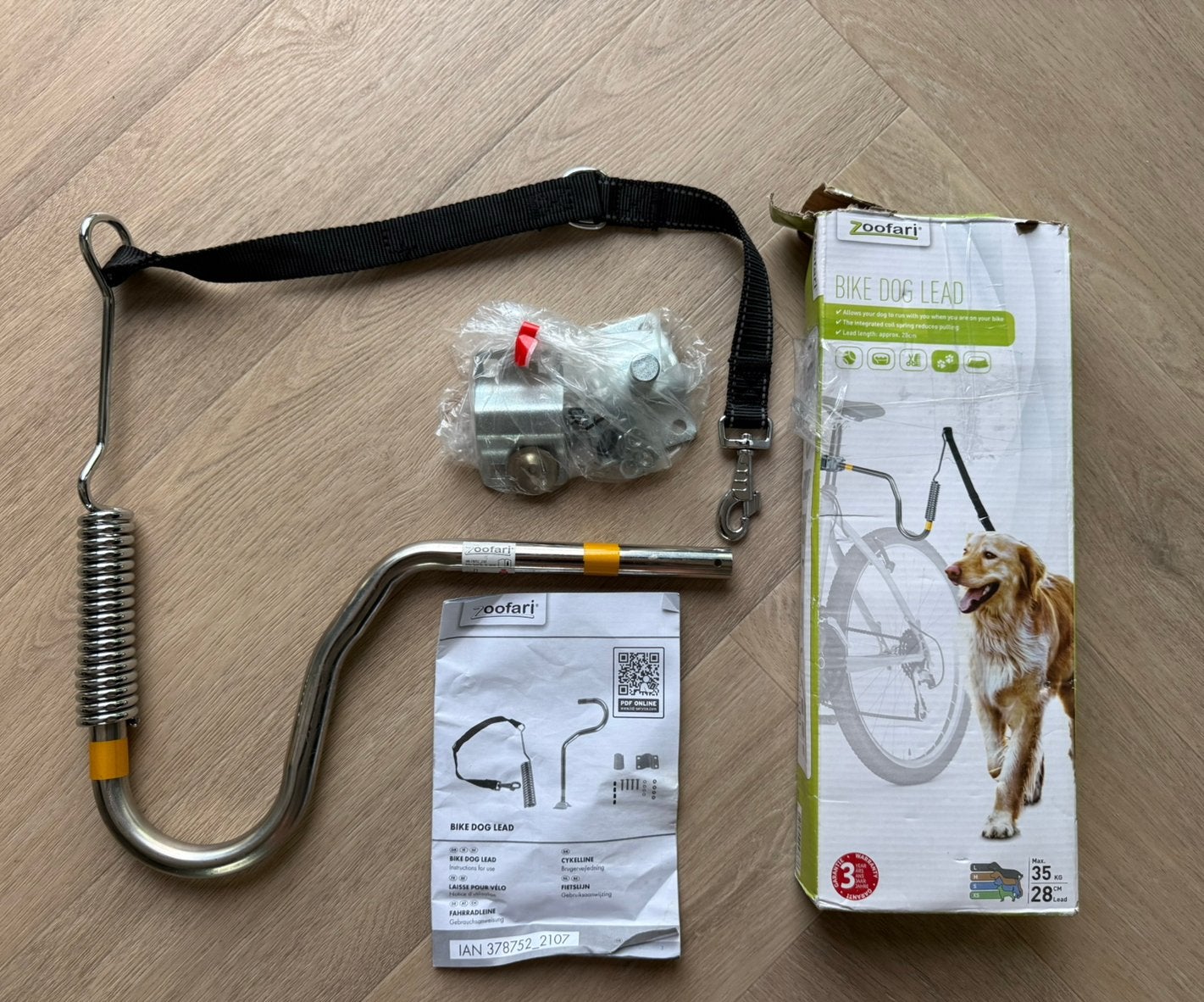 Bijna nieuwe dogrunner/fietsbeugel voor de hond van Zoofari., Ophalen of Verzenden, Zo goed als nieuw, Hondenriem-accessoire