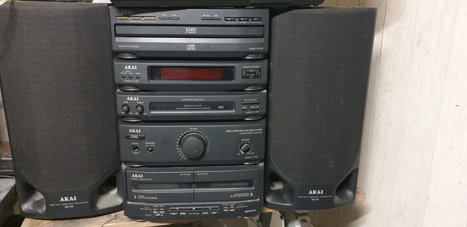Akai Stereo AX550 Set met Afstandsbediening, Gebruikt, Cassettedeck, Akai, Losse componenten
