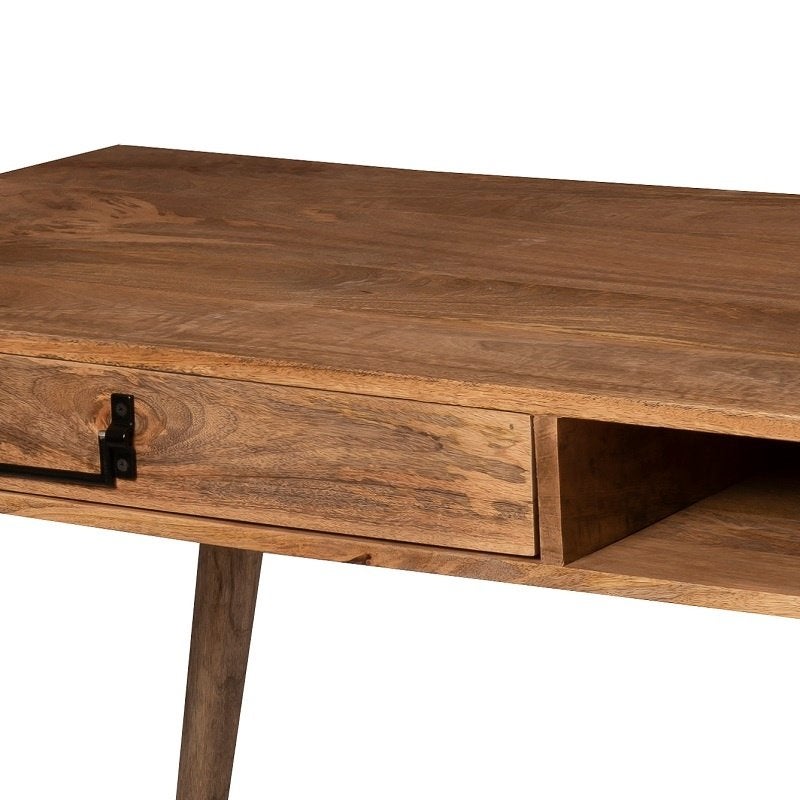 Retro Vintage Mangohouten Bureau Industrieel Mango Buro, 160 cm, Info@dehanzeherten.nl, De Hanze Herten BV, Ophalen of Verzenden