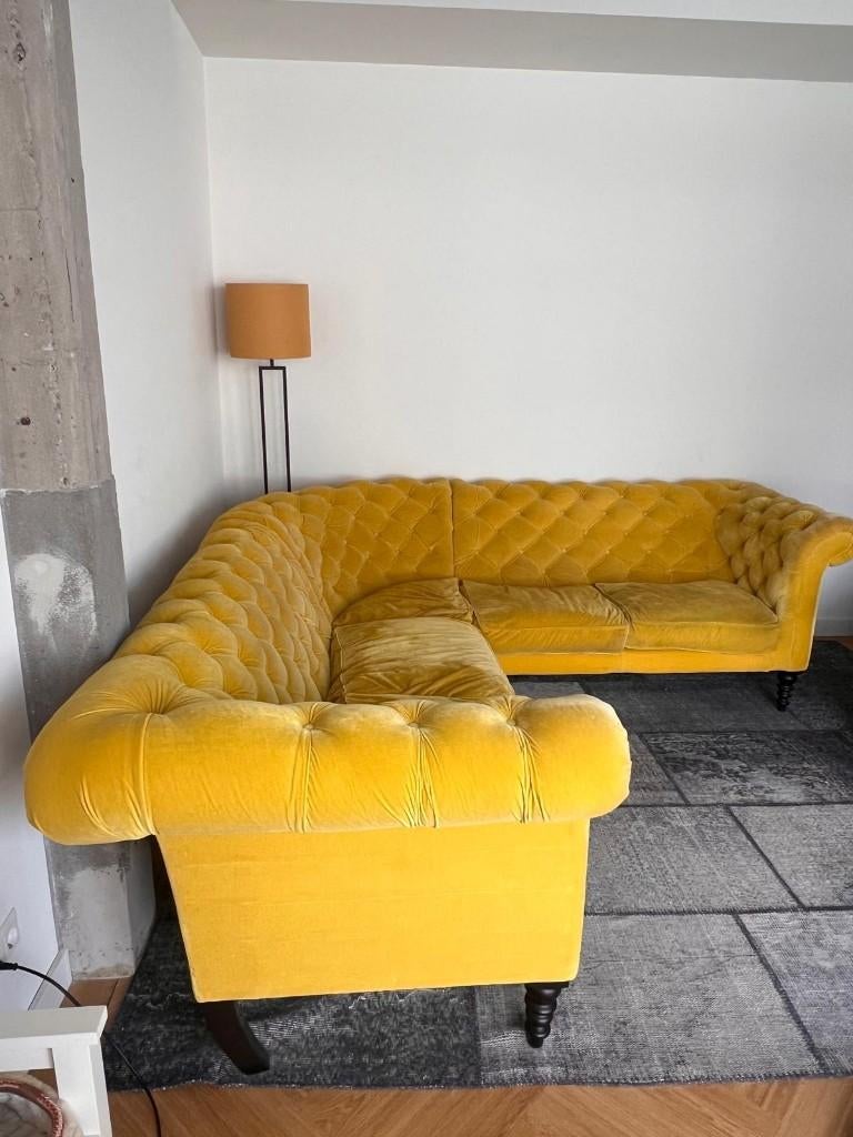 Gele Bank, Ophalen, 250 tot 300 cm, Gebruikt, 100 tot 125 cm